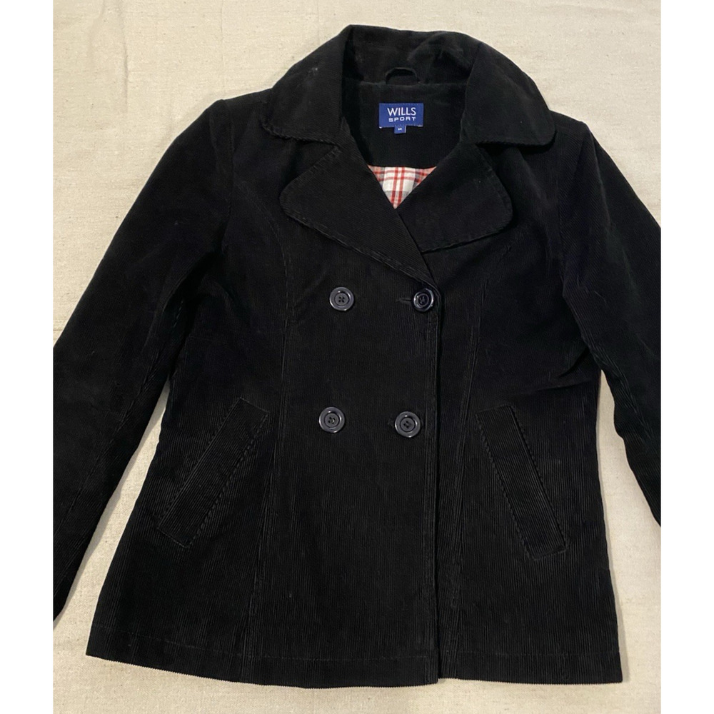 Black Double-Breasted Women's Corduroy Jacket - Picture 7 of 16